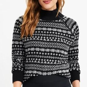 NEW! LOU & GREY Fair Isle Zip Turtleneck Sweater XS.